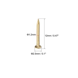 uxcell Small Tiny Brass Nails 1.2x12mm for DIY Decorative Pictures Wooden Boxes Household Accessories 50pcs