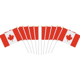 10 packs, 34 North and South American plastic poles, hand waving flags (Canada)