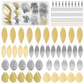 Colorado Spinner Blades for Lure Making,165pcs Spinner Making Supplies Kit DIY Spoons Rigs Colorado Willow Blades Lure Accessories Set for Walleye Bass Fishing