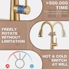 WOWOW Kitchen Faucet with Sprayer,Gold Single Handle High Arc Stainless