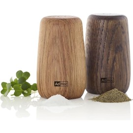 AdHoc GS30 Yoko Pepper Shakers and Salt Shaker Set Natural Oak Oiled Light & Dark 2-Hole Punching and Large Opening for Filling