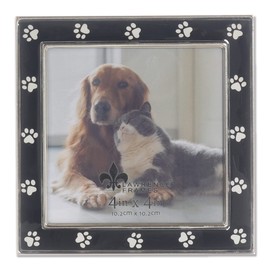 Lawrence Frames Metal and Black Enamel Paw Print Photo Frame 4" x 4"