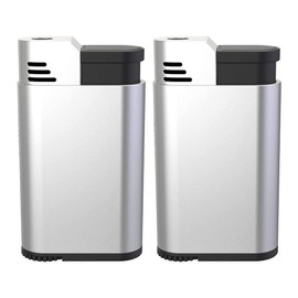 Palio Torcia Single Jet Flame Lighter, Refillable, Adjustable Torch Flame, Wind Resistant, Simple, Functional, Pocket Size, Durable Metal Body, Silver, Pack of 2