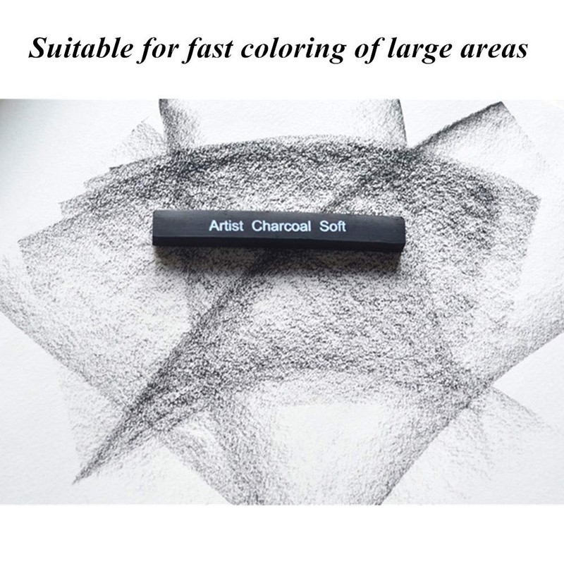 Compressed Charcoal Sticks for Drawing, 6 PCs Break-Resistant Sketch Charcoal