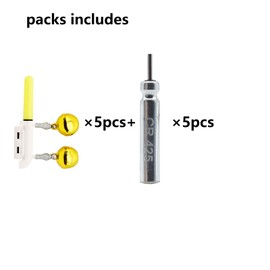 Zehon Fishing Rod Light Tips Led Flashing with Bells for Bite Alarm Indicator，Clip-On Pole Glow in the Dark for Night (Green Steady on)
