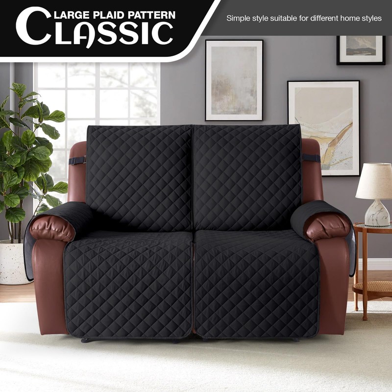 KinCam Waterproof Loveseat Recliner Cover, Non-Slip Reclining Couch Covers for