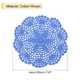 uxcell Crochet Doilies, 6Pcs 8" - Handmade Crochet Cotton Coaster, Round Lace Placemats with Floral Patterns for Wedding Party Decoration (Blue)