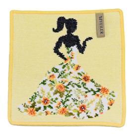 Fayler Handkerchief Hand Towel, Ladies, Miss Flower, Yellow, 9.8 x 9.8 inches (25 x 25 cm)