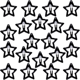 Isslly 20 PCS Cute Star Hair Clips for Women, Black Metal Star Hair Snap Barrettes, Non Slip Hair Accessories for Women for Daily Use, Parties (1.18 x 1.18 inch)