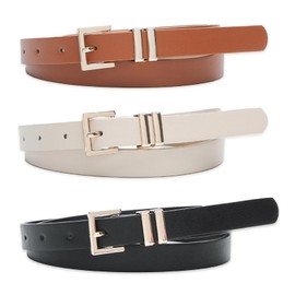 Agvdg Belts for Women Women's Leather Belts Fashion Ladies Shiny Gold Buckle Belts For Geans, Pants and Dresses