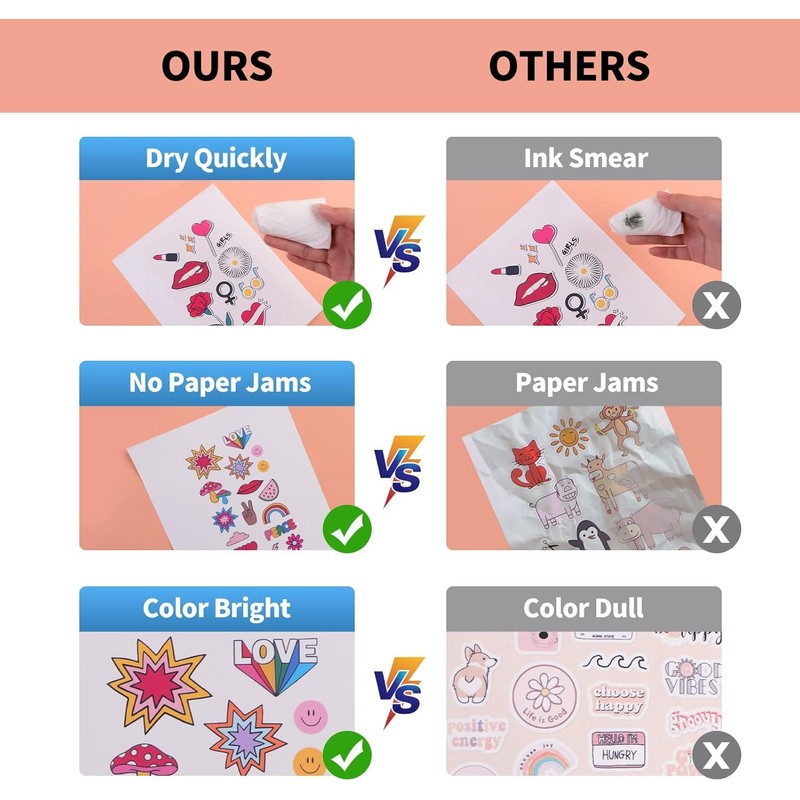 HTVRONT Glossy Printable Vinyl Sticker Paper 55 Pack 8.5" x