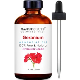 Majestic Pure MAJESTIC PURE Geranium Essential Oil | 100% Pure and Natural Geranium Oil | Premium Grade Essential Oils for Hair Care, Home Diffusers, Skin, Aromatherapy, Massage and Humidifiers | 1 Fl Oz