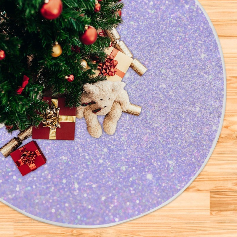 Blueangle Christmas Tree Skirt Shiny Glitter Lavender Tree Skirt for