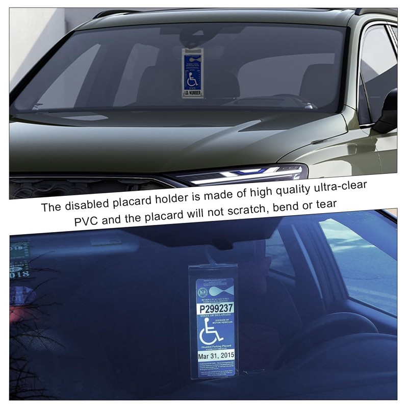 KVAEY 2 PCS Handicap Placard Holder, 11.6"×5" Transparent Disabled Parking