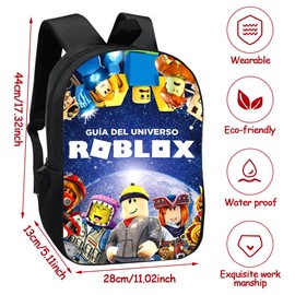 HYMBCFW Robllox Backpacks, Children's Backpack, 3D Printed School Backpack, Cartoon Children's Backpack, Cartoon Bag, Nursery School Bag, Anime Backpacks, Waterproof Daypack for Children, Gift (44 x