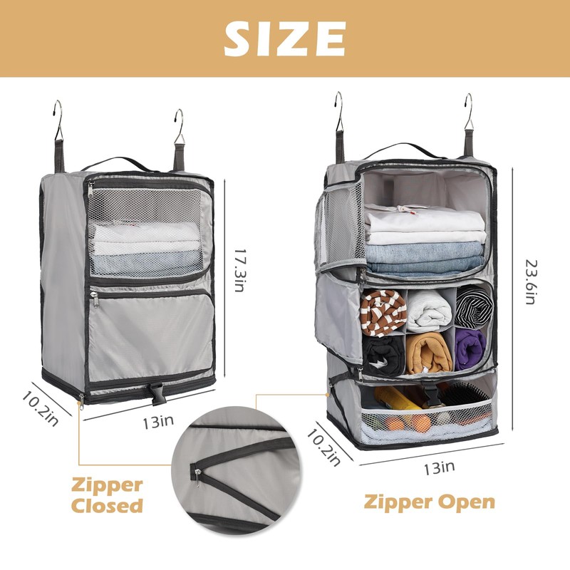 Surblue Hanging Shelves Travel Compression Packing Cube for Carry-on Luggage