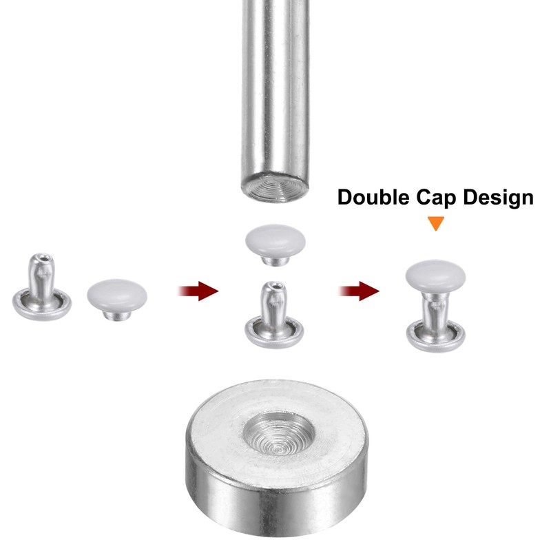 sourcing map 100 Sets Leather Rivets 6mm x 6mm Metal