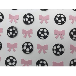 Soccer Gender Reveal Confetti - Soccer Balls or Bows Confetti - Soccer Balls or Bows Gender Reveal Party - Boy or Girl Baby Shower - Boy Girl Twins Shower - 200 pieces