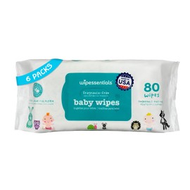 WipeEssentials - WipeEssentials Baby Wipes, Unscented Baby Wipes - Hypoallergenic Wet Wipes, 6-Pack (80 Wipes Each)