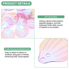 M METERXITY 1200-Pack Seashell Sequins, 100g Shell Shape Loose Sequins with 2 Holes for DIY Craft/Sewing/Applique/Earrings/Clothing, Sea Shell Flakes [Purple]