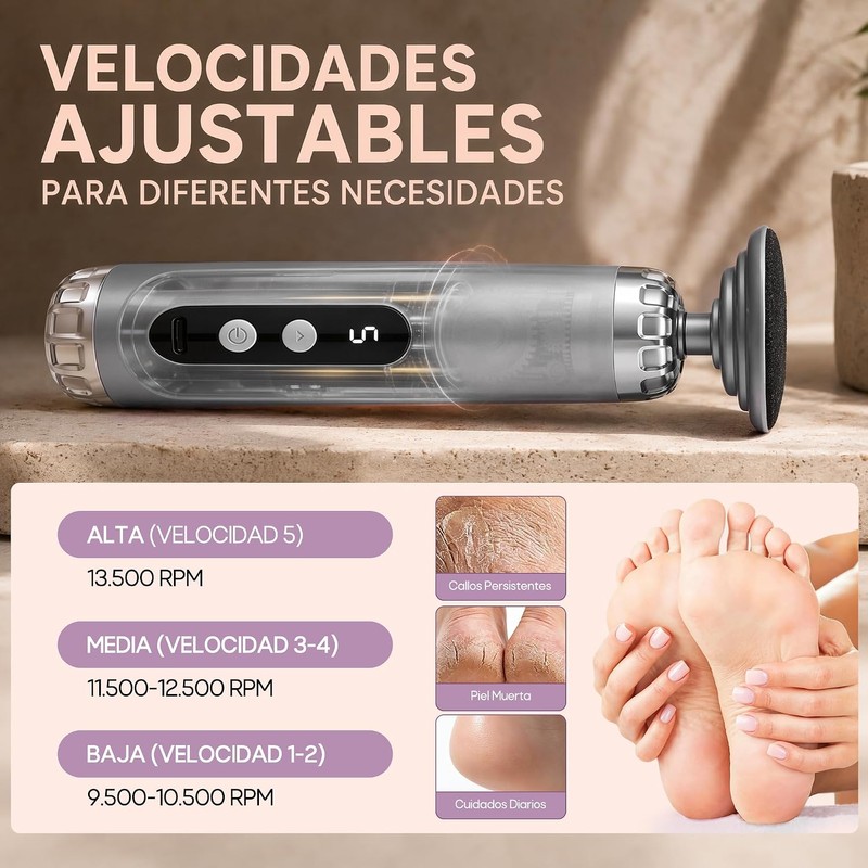 KTMOUW Lima Electrica Pedicure para Pies 3 en 1 Lima