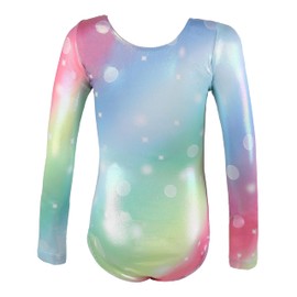 ANTLOOWW Children's Gymnastics Leotard, Girls' Long-Sleeved Colour Gradient Gymnastics Leotard, Glittering Ballet Dance Wear for 3-12 Years, purple, 130