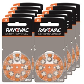Rayovac Extra Advanced, Size 13 Mercury Free Hearing Aid Batteries (Pack 80 Batteries)