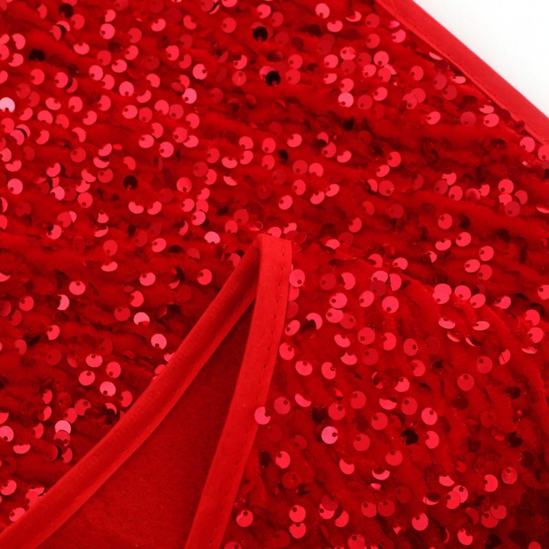 Sequin Christmas Tree Skirt, Red Christmas Tree Border Base 60cm