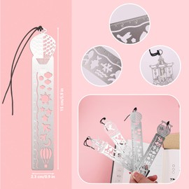 Ruksifg 4 Pieces Metal Stencil Bookmark for Bullet Journal Stencils 5.5 x 1 Inch Stencil Template for DIY, Engraving, Painting, Bullet journals Supplies