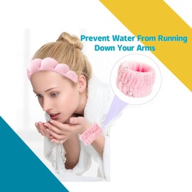 Makeup Headband for Women,Mimi and Co Spa Headband Skincare Headband,Sponge & Terry Towel Cloth Fabric Headband for Skincare,Makeup Removal, Shower, Skincare. (Pink2)