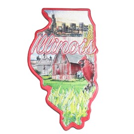 Illinois State Montage Magnet, Collectible Souvenir Accessory, Approximately 2 Inches