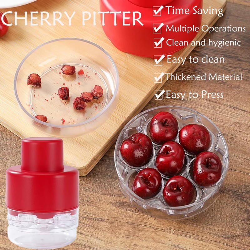 Cherry Pitter Tool,7-Hole Adjustable Fruit Seed Remover with Push-Down Design,