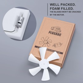 PlusRoc RV Vent Fan 12V Round Shaft Motor Replacement for Ventline BVD0218-00 and 6 inches RV Bathroom Exhaust Ventilation Roof Ceiling White Fan Blades Replacement for Ventline BVD0215-00