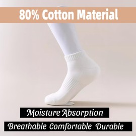 Womens Socks Ankle Running Socks for Women White Comfortable Cotton Sport Low Cut Compression Socks,10 Pairs（W001-Mix10）
