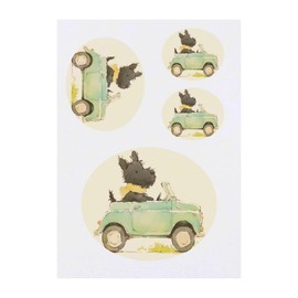 4 x 'Cute Scottish Terrier Driving' Temporary Tattoos - Water Resistant, Skin-Safe, Non-Toxic Transfers, Mixed Sizes (TO00082792)