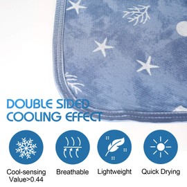 Ailemei Direct Cooling Blanket with Double Sided Cold Effect, Lightweight Breathable Summer Oversize Coastal Theme Bed Blankets, Transfer Heat to Keep Body Cool for Hot Sleepers Night Sweats, 108“x90”