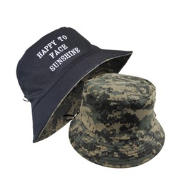 YMSTco Camouflage Bucket Hat, Reversible Unisex, Large Size, Sun Protection, Outdoor Use, Chin Strap, Camouflage, Safari Hat, green, black