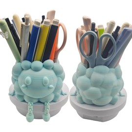 TIME&TRAVE Cute Sheep Pen Holder for Desk, Creative Sheep with Movable Feet Pencil Holder Desk Organizers, Office Supplies Decorations Idea Gift for Women Kids (Blue)
