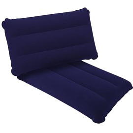 SUTAFOR Inflatable Pillow, Set of 2, Ultralight Camping Pillow, Travel Pillow, Flocking Beach Cushion for Outdoor, Hiking, 44 x 28 cm, Blue + Grey