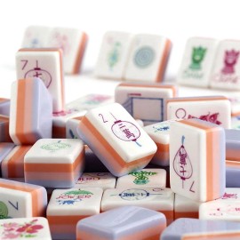 Christmas Red American Travel Beach Supplies Travel 4 Layer Engraved Acrylic Luxury 160 Set America Mahjong TilesColor: Violet