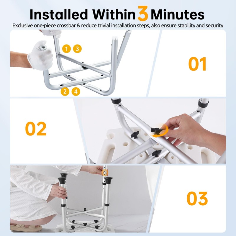Hiqufet Shower Chair for Inside Shower(500lb), 5 Height Adjustable Shower