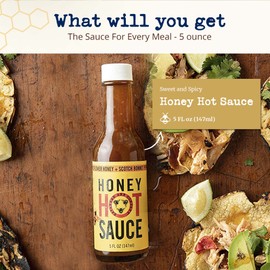 Savannah Bee Company - Honey Hot Sauce - Sweet & Spicy 100% Pure - Infused With Delicious Wildflower Honey and Fiery Jamaican Scotch Bonnet Peppers - the Sauce for Every Meal 5oz