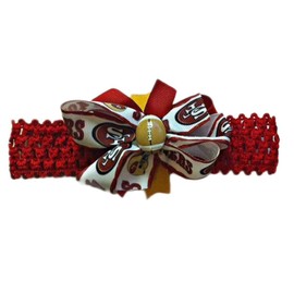 49ers Baby Girl Boutique Bow Crocheted Headband- Fits newborn- adult