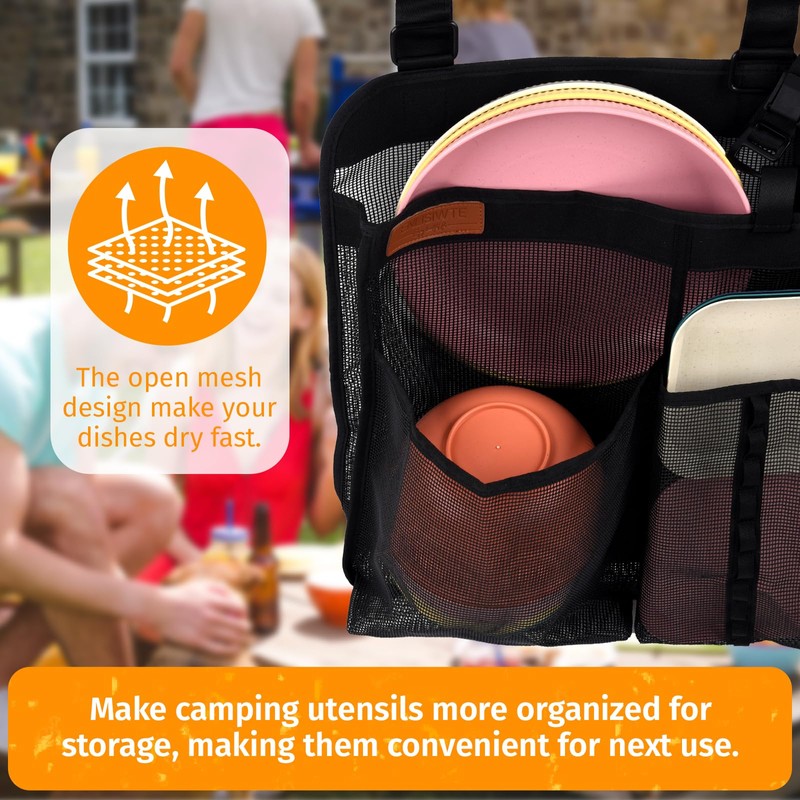 Enlisiwte Camping Dish Drying Bag Collapsible Dish Drying Rack Portable