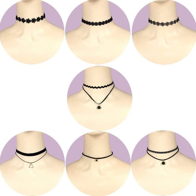 Defrsk 20 Pcs Black Choker Set Classic Choker Necklace Layered