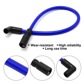 2 Pcs 10.4mm 10mm Motorcycle Spark Plug Wire Kit Replacement for Harley Davidson Big Twin FXD Dyna 2000-2017, Replacement for Harley-Davidson Softail 1999-2017 (Blue)