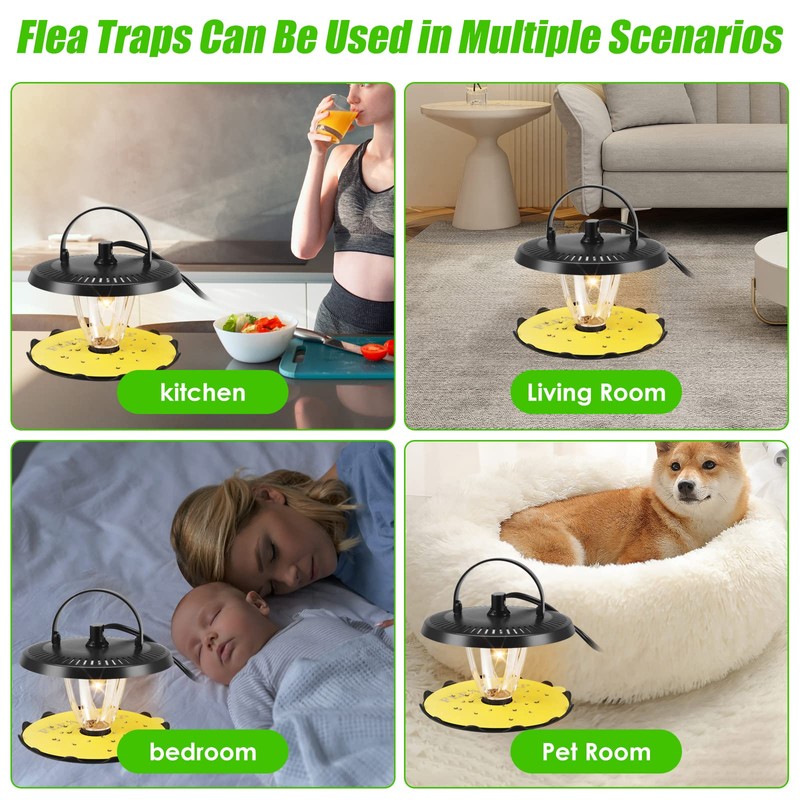 Flea Trap Indoor 2Pcs,Flea Strap Flea Killer Trap Pad Bed