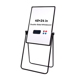 Betorcy Magnetic Dry Erase Board with Stand, 40"x24" Double Sided U Stand White Board, Height Adjustable Flip Chart Easel, Portable Foldable Whiteboard for Home School Office Classroom Restaurant