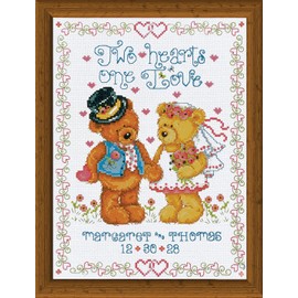 Design Works Two Hearts Wedding Sampler Cross Stitch Kit, Multi-Colour