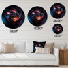 DesignQ Round Metal wall art, Balancing Act Red and Blue